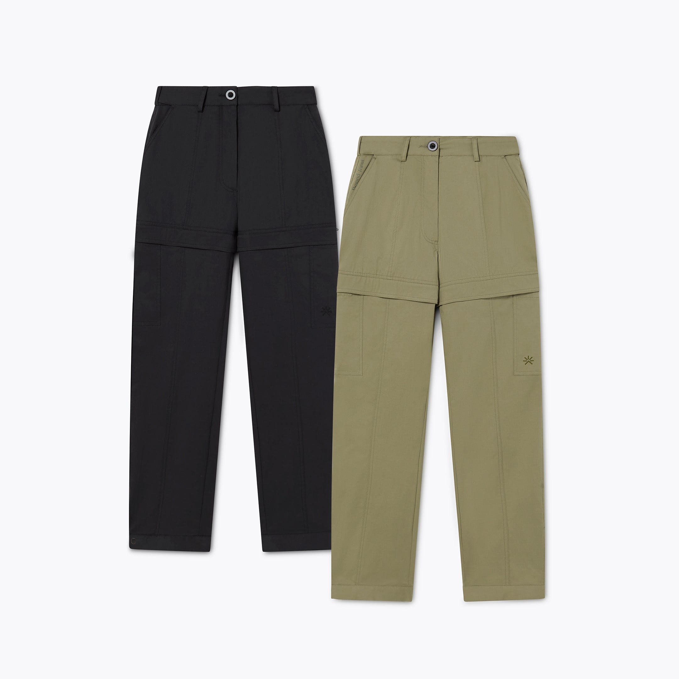 Women's Zip-Off Pants All Black & Sage Khaki